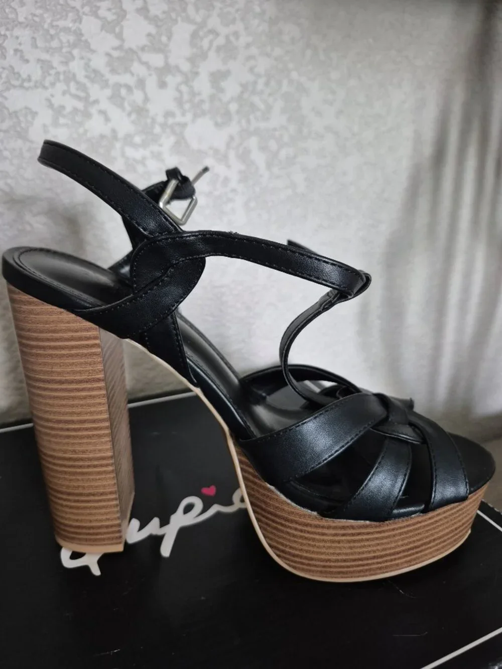 Black platform sandal heels